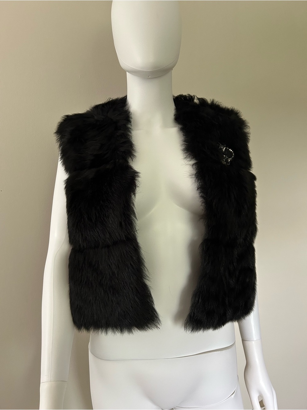 Ralph Lauren Black Lamb Shearling Embellished Vest Made in Italy
